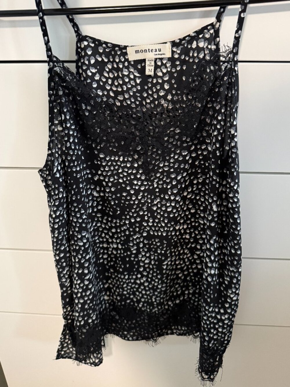 Black and White Dot Feather print Cami Blouse